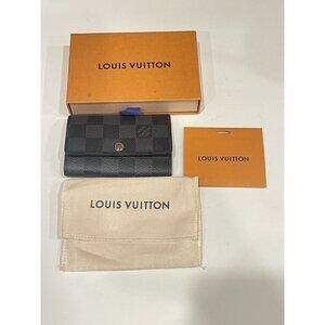 NEW Complete Box Dust Louis Vuitton Damier Graphite Leather 6 Key Holder Initial